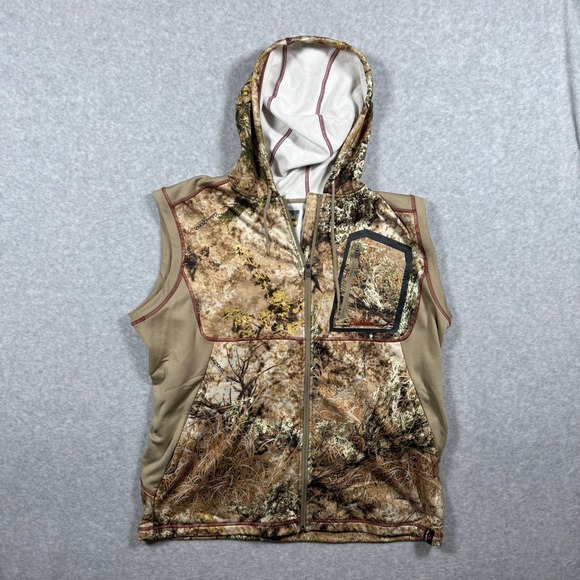 Cabela's Other - Cabelas ZONZ Camo Full Zip Hooded Vest Mens XL Brown Tan Hunting M33VT008/R
